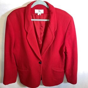 Danielle Martin Dress Coat Women’s Size Large Red Wool Blend Button Up Long Slv